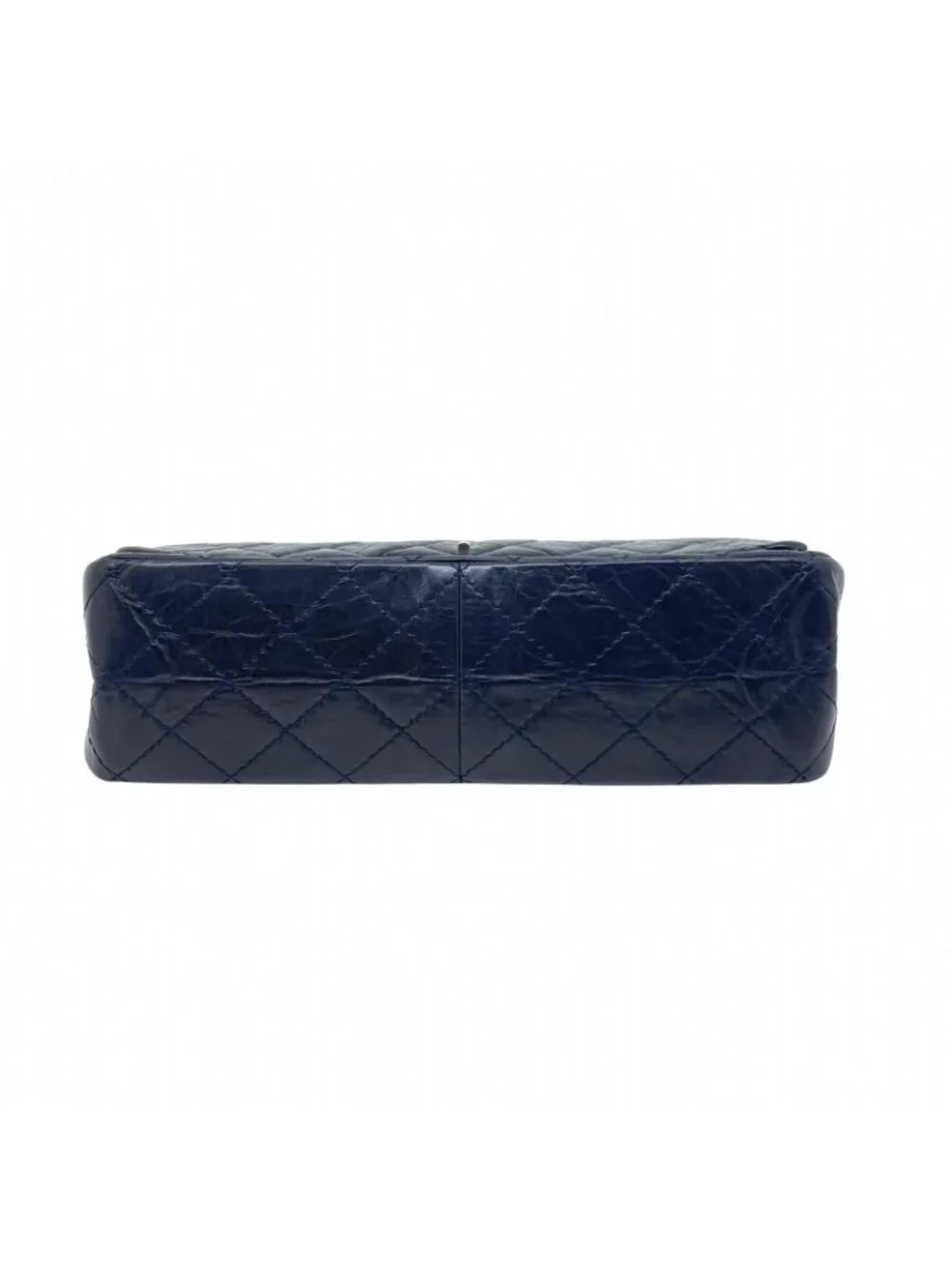 Chanel 2.55 Large Flap Shoulder Bag Aged Calfskin Navy Silver Mademoiselle Lock